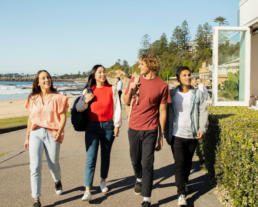 People walking near the beach at Wollongong