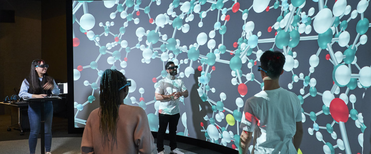 students learning with VR technology