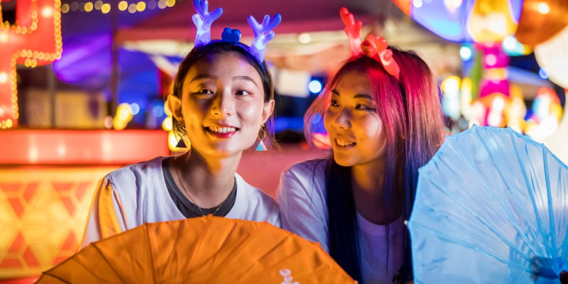 Friends enjoying Chinese New Year Lantern Festival